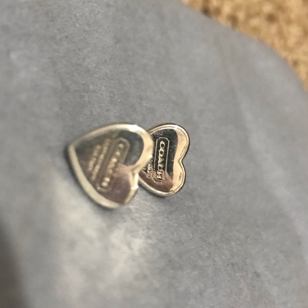 Sterling Silver Coach Heart Earrings
